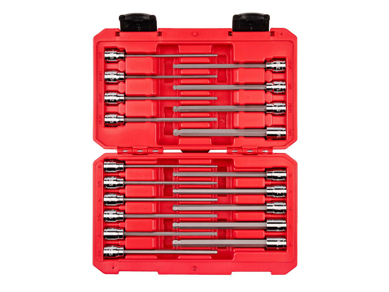 1/8 - 3/8", 3 - 10 MM Tekton 3/8" Dr Long Ball End Hex Bit Socket Set with Case 19 Pcs - SHB91321 New Pro Torque Tools