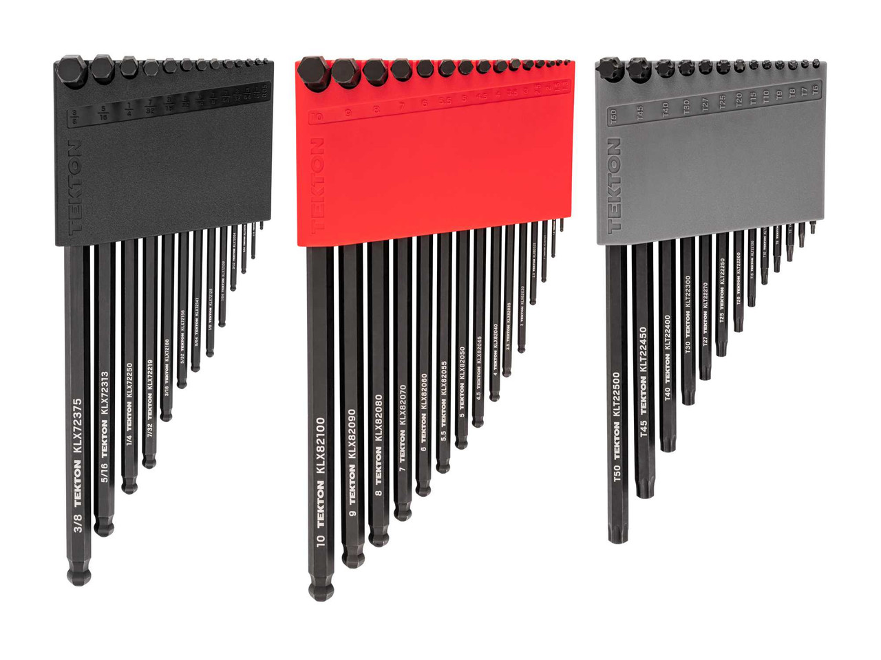 0.050 - 3/8", 1.3 - 10 mm, T6 - T50 Tekton Ball End Hex and Star L-Key Set with Holders 41 Pcs - KEY91002 New Pro Torque Tools