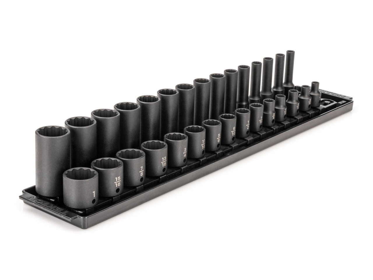 1/4 - 1" Tekton 3/8" Dr Shallow and Deep Impact Socket Set with Rails and Tray 12 Pt 30 Pcs - SID91214 New Pro Torque Tools