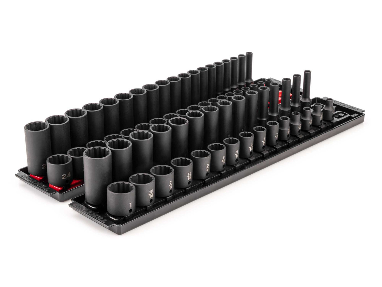 1/4 - 1", 6 - 24 MM Tekton 3/8" Dr Shallow and Deep 12 Pt Impact Socket Set with Rails and Trays 68 Pcs - SID91219 New Pro Torque Tools