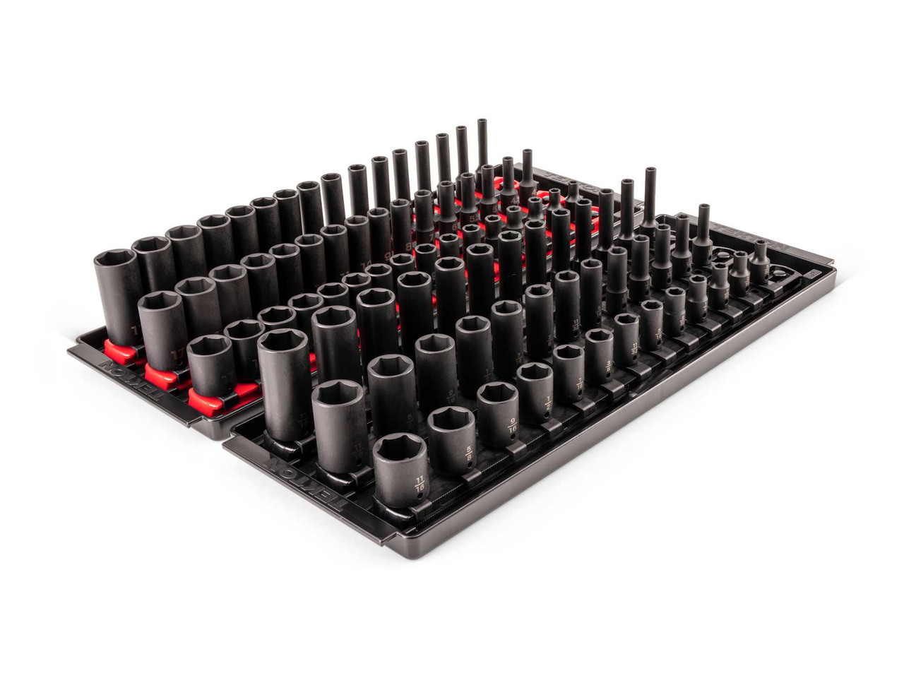 5/32 - 11/16", 4 - 17 MM Tekton 1/4" Dr Shallow, Semi-Deep, and Deep Impact Socket Set with Rails and Trays 6 Pt 87 Pcs - SID90206 New Pro Torque Tools