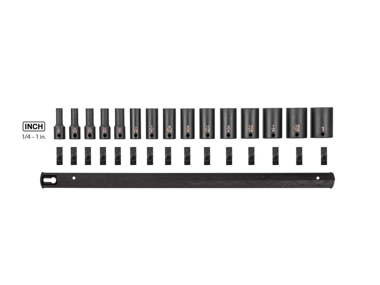 1/4 - 1" Tekton 3/8" Dr Semi-Deep Impact Socket Set with Rail 6 Pt 15 Pcs - SID91118 New Pro Torque Tools