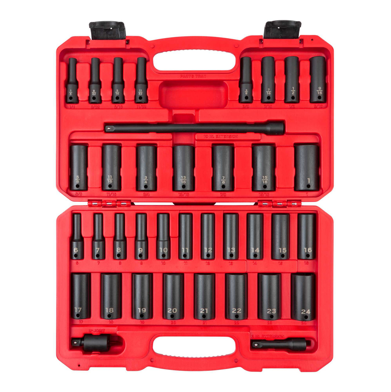 1/4 - 1", 6 - 24 MM Tekton 3/8" Dr Deep Impact Socket and Accessory Set with Case 6 Pt 37 Pcs - SID91403 New Pro Torque Tools