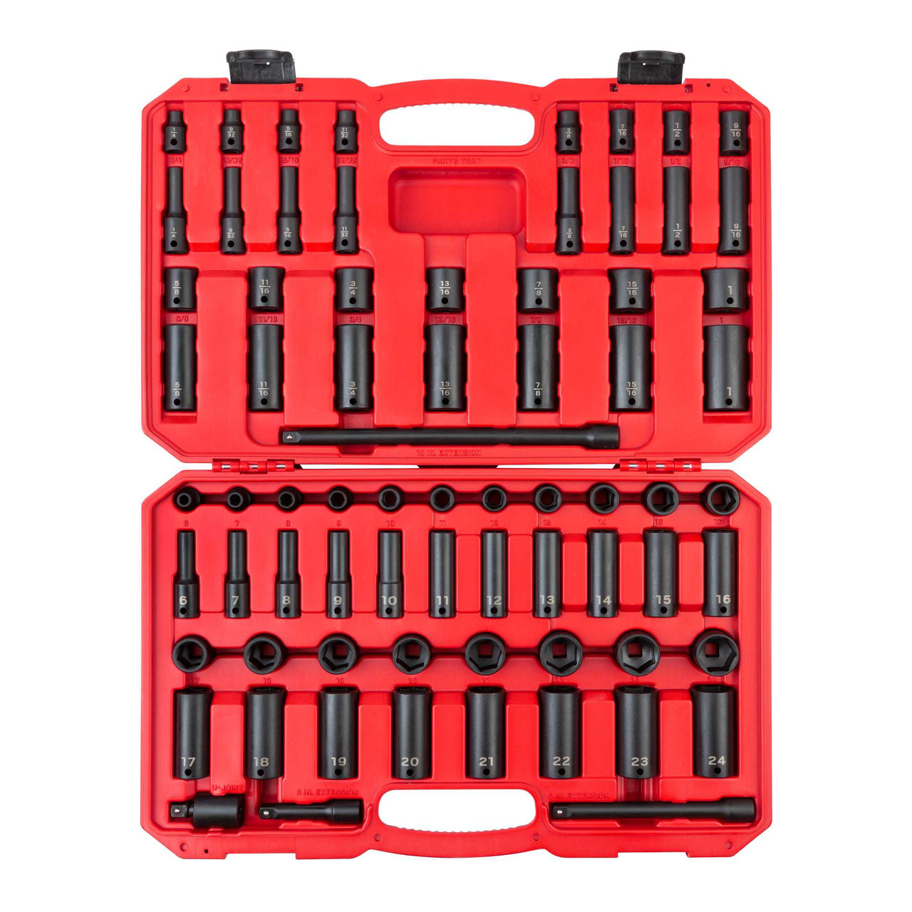 1/4 - 1", 6 - 24 MM Tekton 3/8" Dr Shallow and Deep Impact Socket and Accessory Set with Case 6 Pt 72 Pcs - SID91404 New Pro Torque Tools