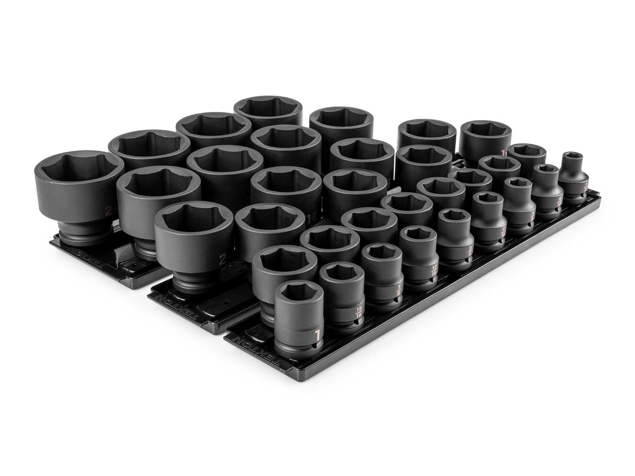 1/2 - 2-1/2" Tekton 3/4" Dr Shallow Impact Socket Set with Rails and Trays 6 Pt 33 Pcs - SID93107 New Pro Torque Tools