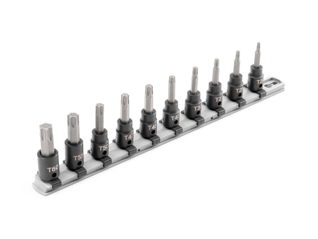 T20 - T60 Tekton 3/8" Dr Torx Impact Bit Socket Set with Rail 10 Pcs - SIB91103 New Pro Torque Tools