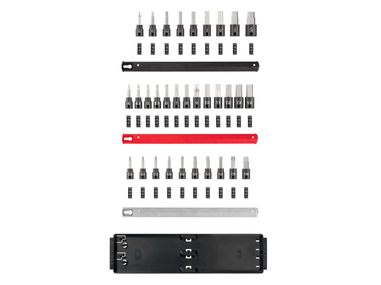 5/32 - 9/16", 4 - 14 mm, T20 - T60 Tekton 3/8" Dr Hex and Torx Impact Bit Socket Set with Rails and Tray 32 Pcs - SIB91202 New Pro Torque Tools