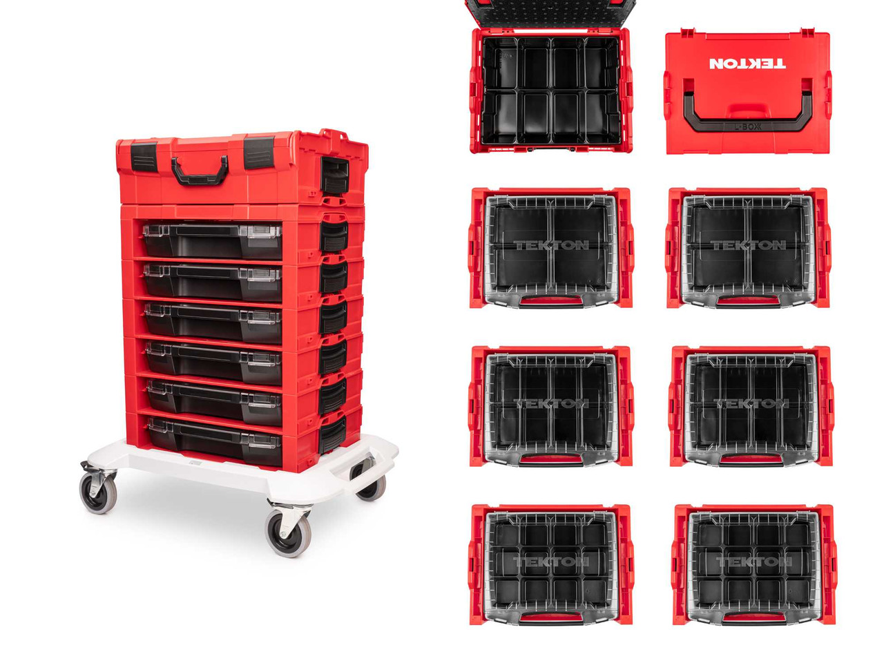 Tekton 6-Drawer Rolling Stack with Tool Box (L-BOXX 2) and Parts Trays - OLB99201 New Pro Torque Tools