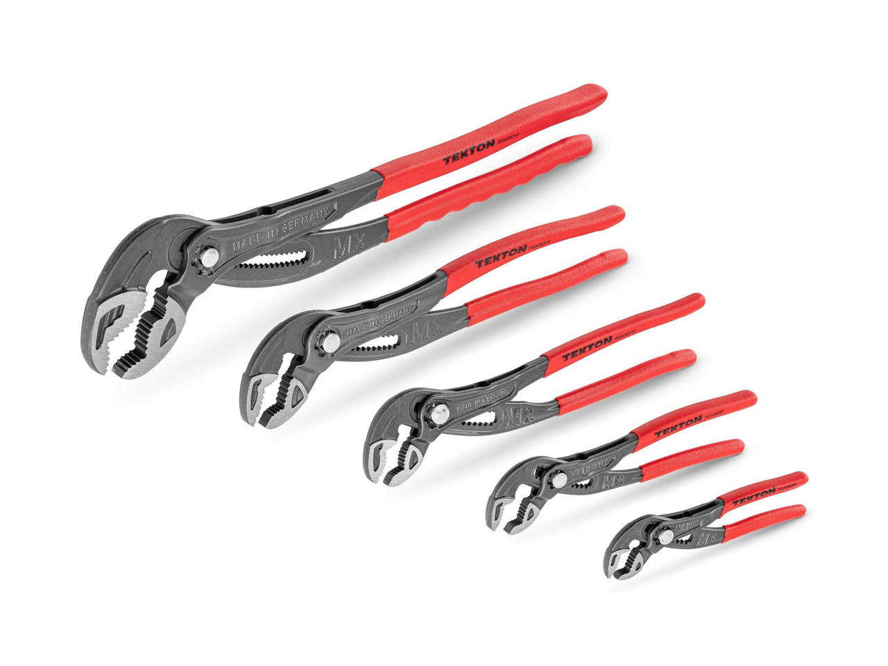 5, 7, 10, 12, 16" Tekton Angle Nose Push Button Adjustable Pliers Set 5 Pcs - PGA93002 New Pro Torque Tools