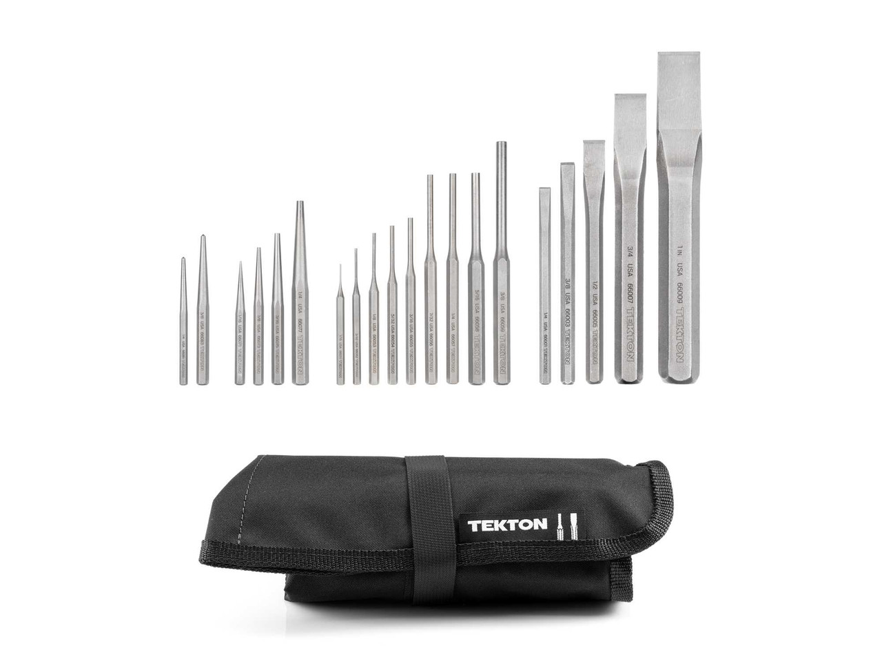 Tekton Punch and Chisel Set with Roll Center, Solid, Pin, Chisel 20 Pcs - PNC99101 New Pro Torque Tools