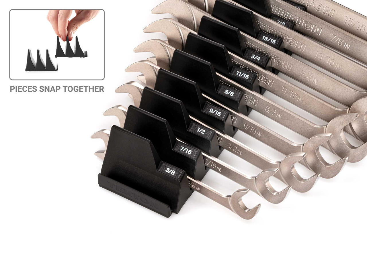 1/4 - 1-1/4" Tekton Angle Head Open End Wrench Set with Modular Organizers 19 Pcs - WAE91503 New Pro Torque Tools