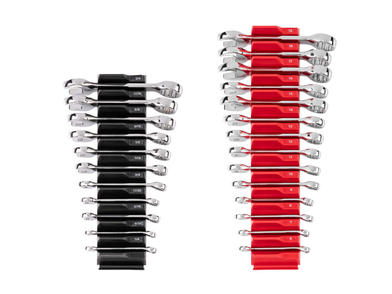 1/4 - 3/4", 6 - 19 MM Tekton Stubby Combination Wrench Set with Modular Organizers 25 Pcs - WCB95403 New Pro Torque Tools