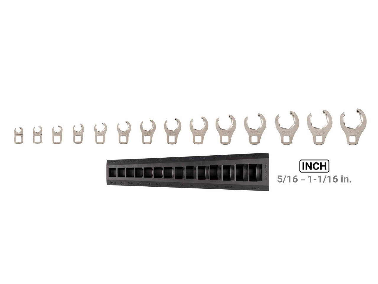 5/16 - 1-1/16" Tekton 3/8" Dr Flare Nut Crowfoot Wrench Set with Rack 6 Pt 14 Pcs - WCF92120 New Pro Torque Tools