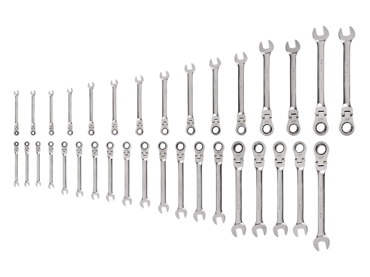 1/4 - 1", 6 - 24 MM Tekton Flex Head Ratcheting Combination Wrench Set 12 Pt 34 Pcs - WRC95005 New Pro Torque Tools