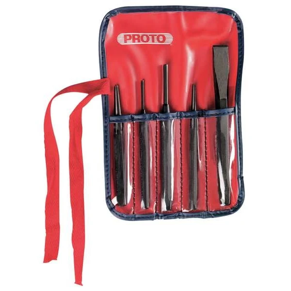 1/8, 1/4, 3/8" Proto Punch and Chisel Set Steel 5 Pcs 4-7/8 - 6-3/4" - J3S2