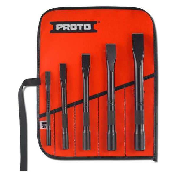 3/8, 1/2, 5/8, 3/4, 7/8" Proto Cold Chisel Set, Not Tether Capable 6 - 9 1/4" - J86000