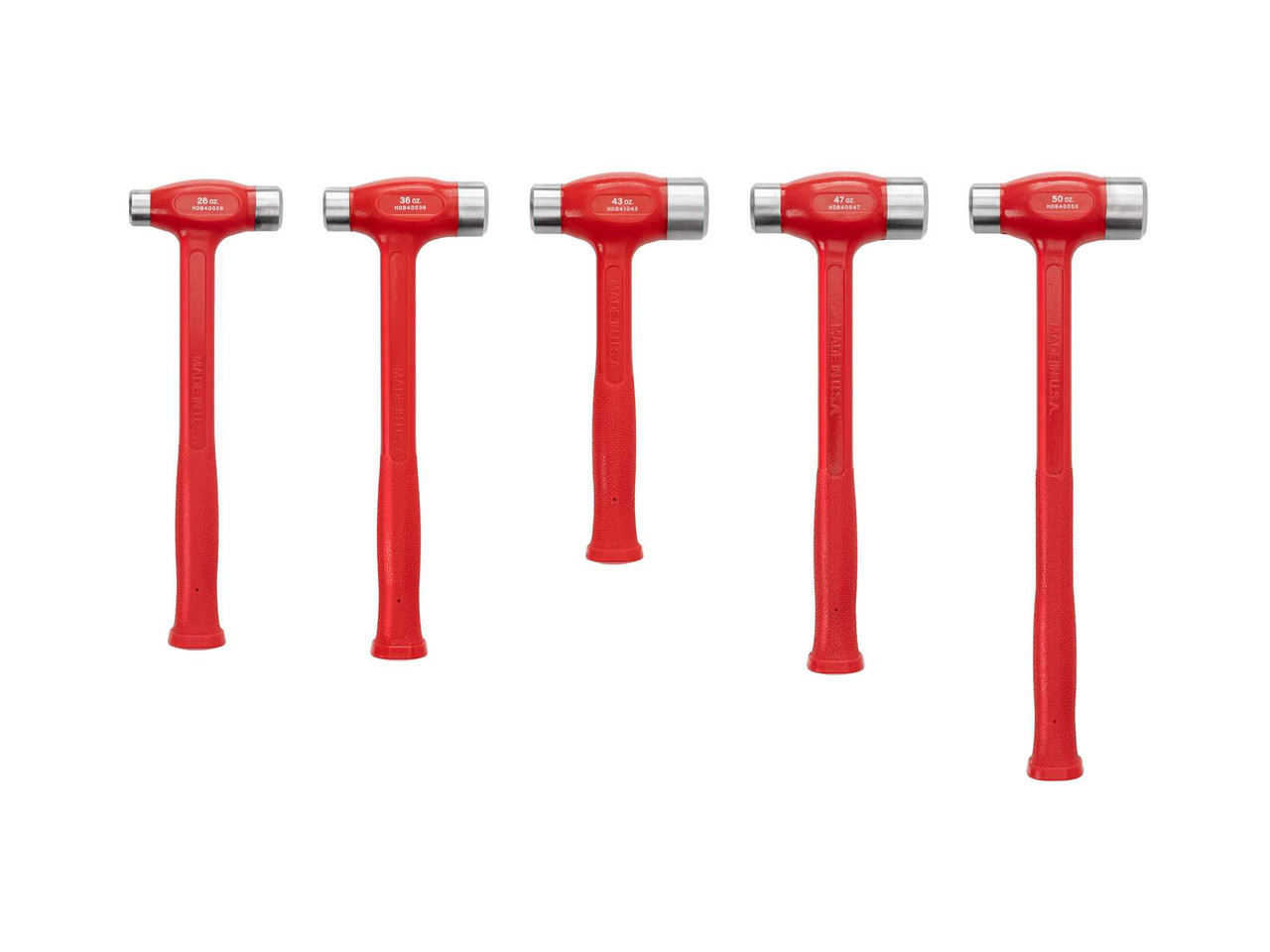 17.5" Tekton 26, 36, 43, 47, 50 Oz Flat Steel Face Dead Blow Hammer Set 5 Pcs - HDB94002 New Pro Torque Tools