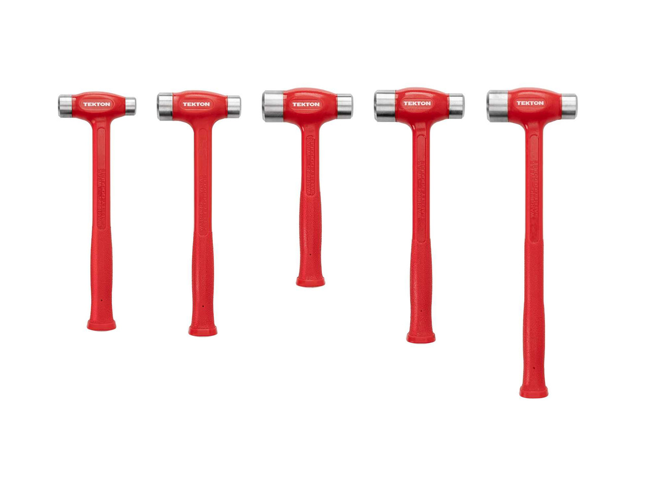 17.5" Tekton 26, 36, 43, 47, 50 Oz Flat Steel Face Dead Blow Hammer Set 5 Pcs - HDB94002 New Pro Torque Tools