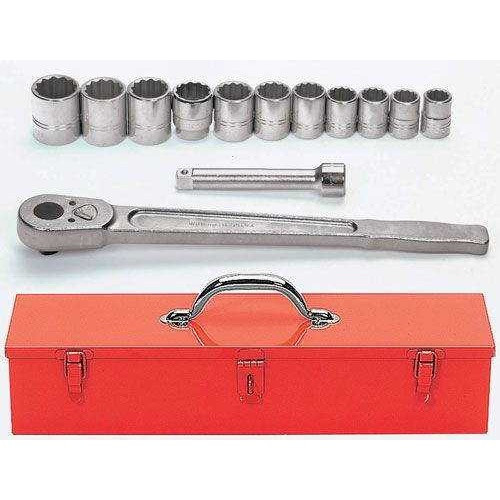 7/8 - 1 5/8" Williams 3/4" Dr Socket Tool Set 12 Pt 13 Pcs & Tool Box - WSH-13TB