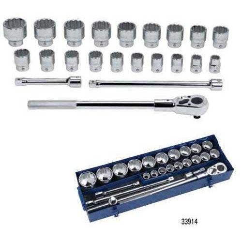 19 - 46MM Williams 3/4" Dr Shallow Socket & Tool 12 Pt  23 Pcs & Tool Box - 33914