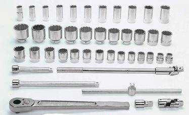 3/4 - 2 3/8" Williams 3/4" Dr Shallow & Deep Socket & Tool Set 12 Pt 43 Pcs - WSH-43 Pro Torque Tools