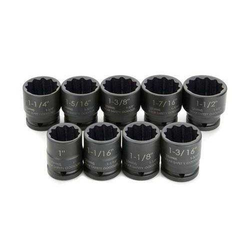 5/8 - 1 1/8" Williams 3/4" Dr Shallow Impact Socket Set 12 Pt 9 Pcs - 38925