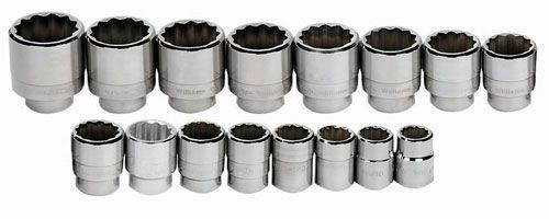 7/8 - 2" Williams 3/4" Dr Shallow Socket Set 12 Pt 16 Pcs - WSH-16RC Pro Torque Tools