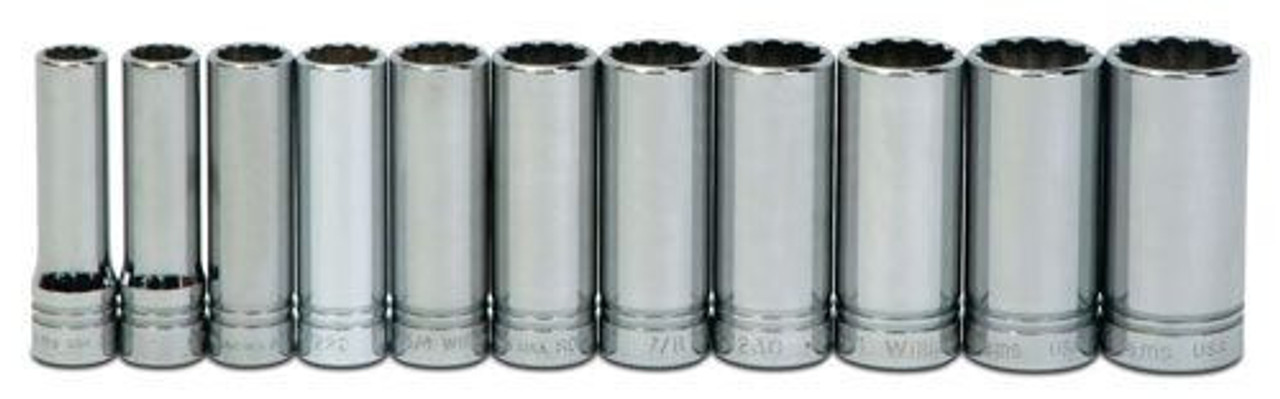 Williams 1/2- 1 1/8 Williams 1/2 Dr Deep Socket Set 12 Pt 11 Pcs - WSSD-11RC