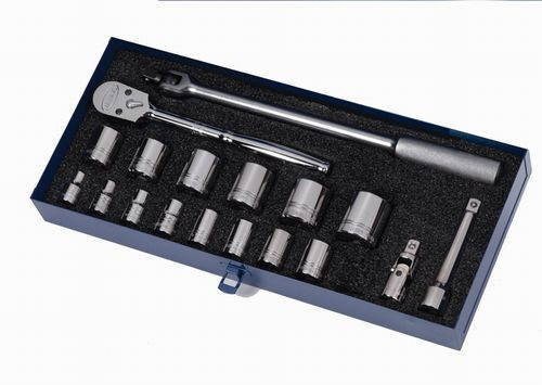 Williams 3/8 - 1 1/4 Williams 1/2 Dr Shallow Socket and Tool Set 6 Pt 18 Pcs and Tool Box - WSS-18HFTB