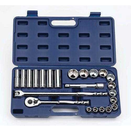 7/16 - 1" Shallow & 1/2 - 7/8" Deep Williams 1/2" Dr Socket Dr Tool Set 12 Pt 23 Pcs & Case - 50668