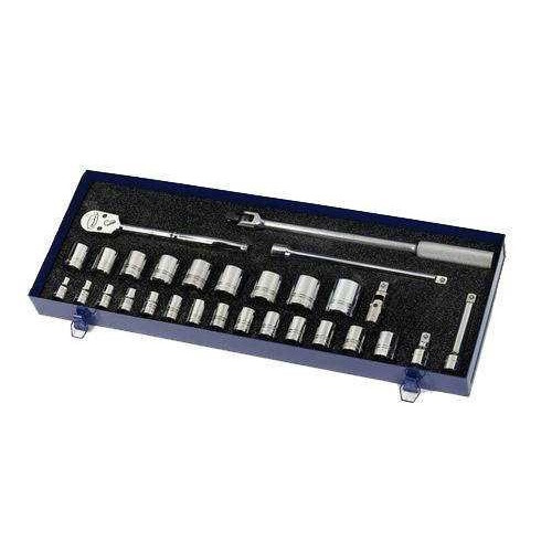 10 - 34MM Williams 1/2" Dr Shallow Socket & Tool Set 12 Pt 29 Pcs & Tool Box - MSS-29FTB