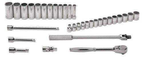 10 - 24MM Shallow & 13 - 30 Deep Williams 1/2" Dr Socket & Tool Set 12 Pt 33 Pcs - MSS-33F Pro Torque Tools