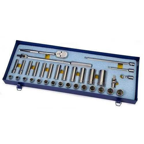 10 - 24MM Shallow & 13 - 30 Deep Williams 1/2" Dr Socket & Tool Set 12 Pt 33 Pcs & Tool Box - MSS-33FTB