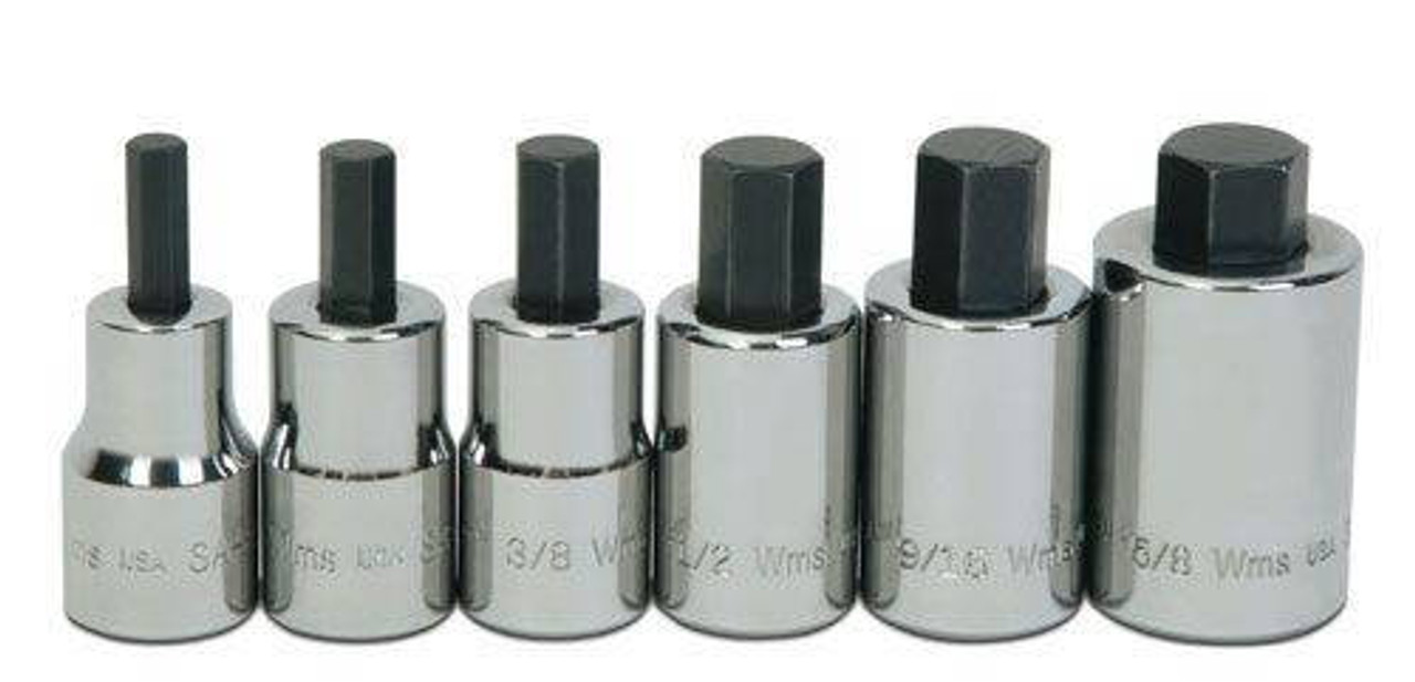 Williams 1/4 - 4/8 Williams 1/2 Dr Hex Bit Socket Set 6 Pcs - WSSS-6RC