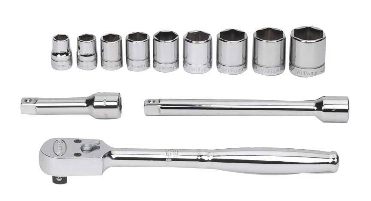 3/8 - 7/8\" Williams 3/8\" Dr Shallow Socket & Tool Set 6 Pt 12 Pcs - WSB-12HF