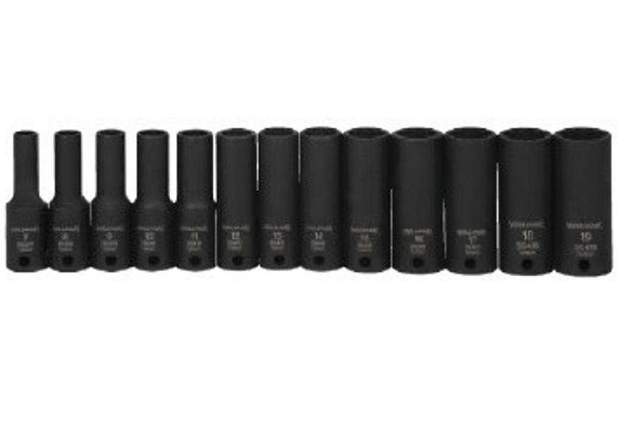7 - 19MM Williams 3/8" Dr Deep Impact Socket Set 12 Pt 13 Pcs - 36924 Pro Torque Tools