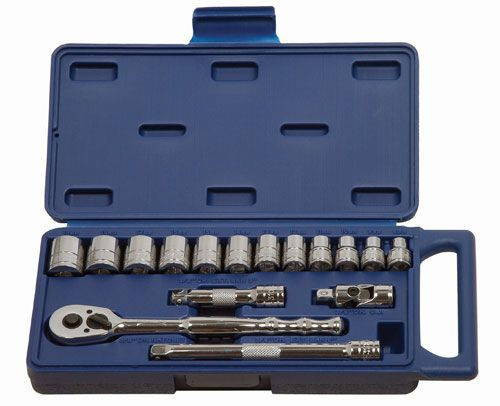 Williams 8 - 19MM Williams 3/8 Dr Shallow Socket and Tool Set 6 Pt 15 Pcs - 50665