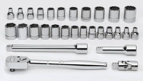 Williams SAE and MM Williams 3/8 Dr Socket and Tool Set 6 Pt and 12 Pt 29 Pcs - WSMB-29F