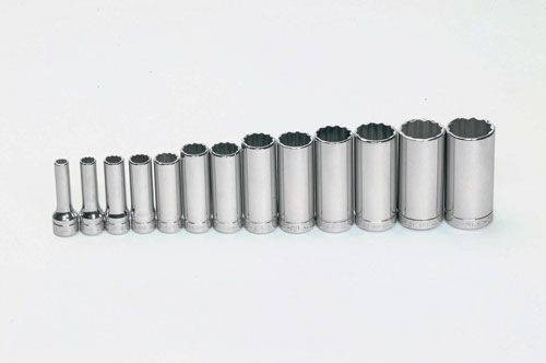 Williams 1/4 - 1 Williams 3/8 Dr Deep Socket Set 12 Pt 13 Pcs - WSBD-13RC