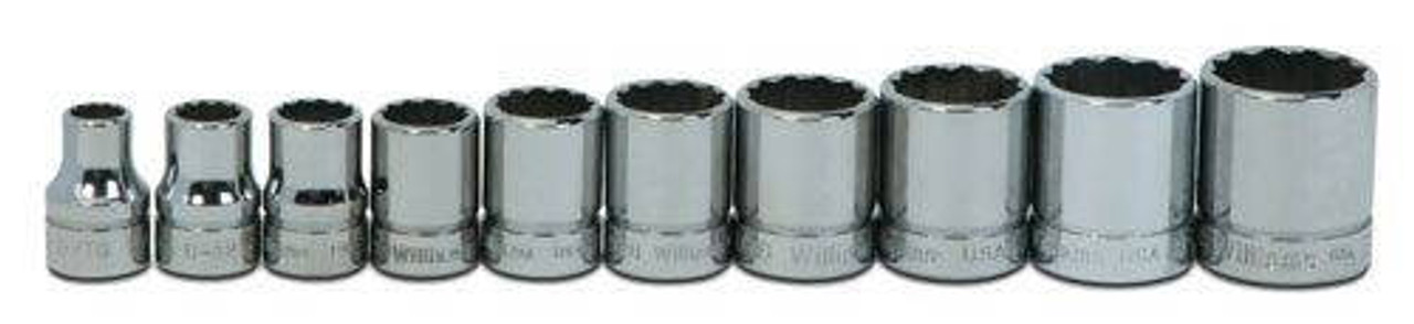 Williams 5/16 - 7/8 Williams 3/8 Dr Shallow Socket Set 12 Pt 10 Pcs - WSB-10RC