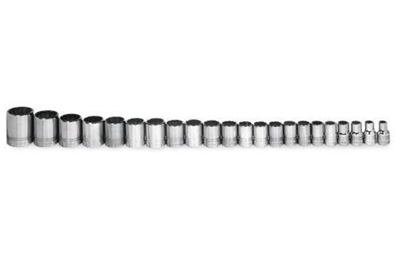5.5 - 24MM Williams 3/8" Dr Shallow Socket Set 6 Pt 20 Pcs - MSB-20HRC Pro Torque Tools
