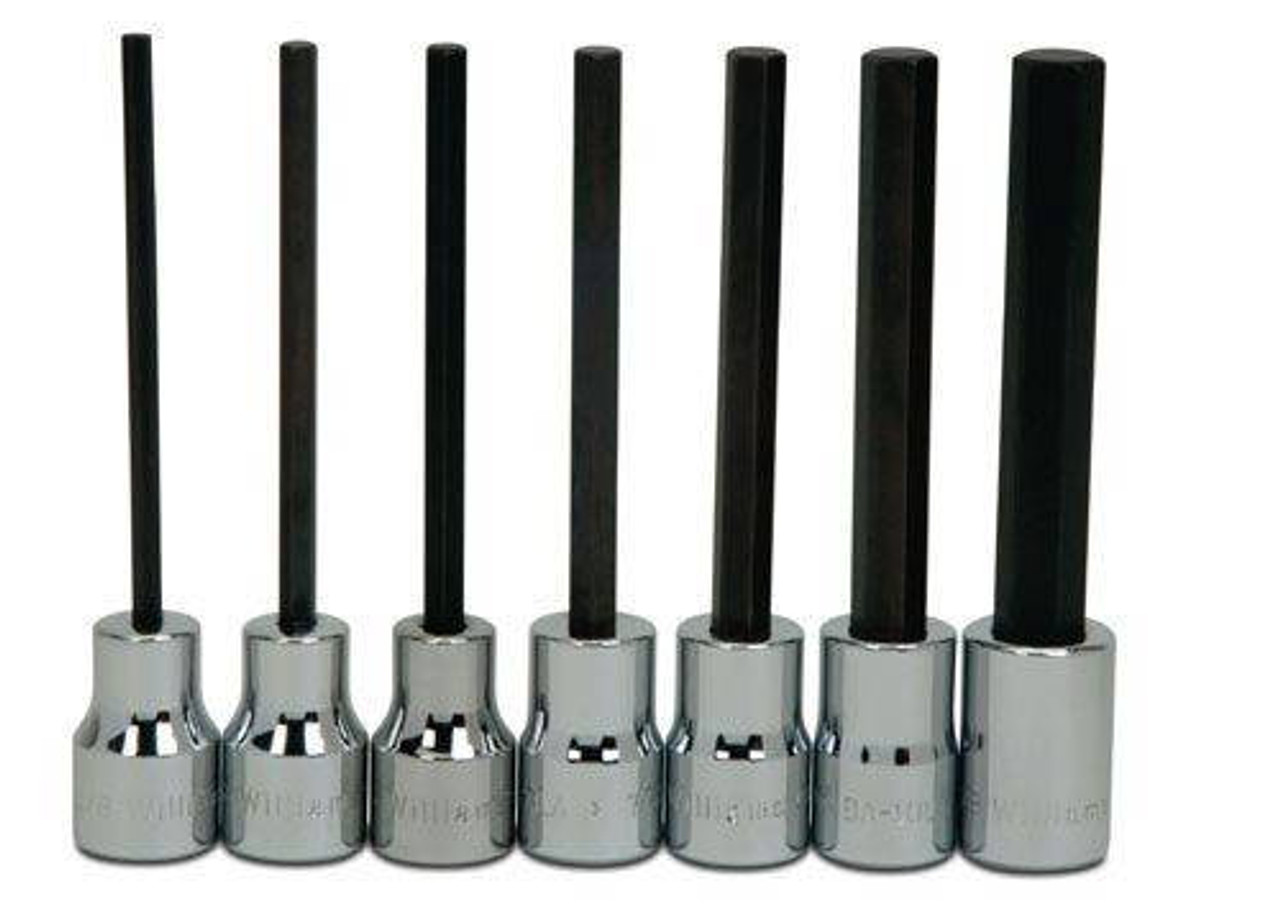 Williams 1/8 - 3/8 Williams 3/8 Dr Long Hex Bit Socket Set 7 Pcs - WSBS-7LRC -