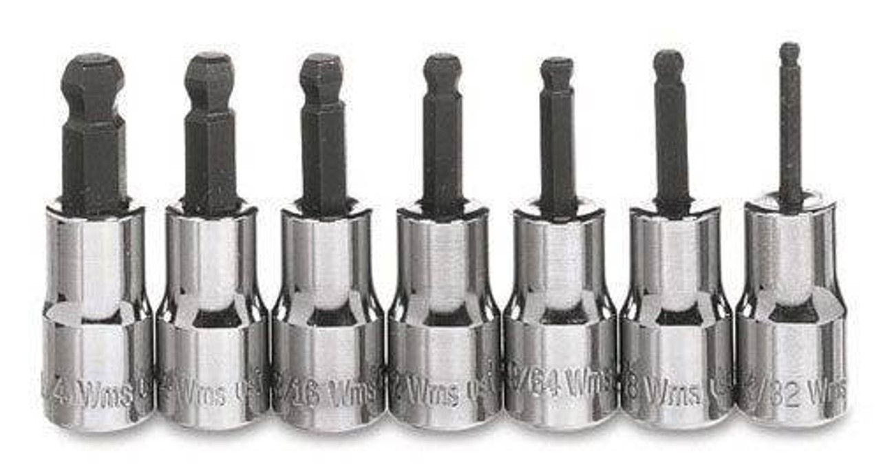 Williams 3/32 - 1/4 Williams 1/4 Dr Ball Hex Socket Set 7 Pcs - WSM-7HBA