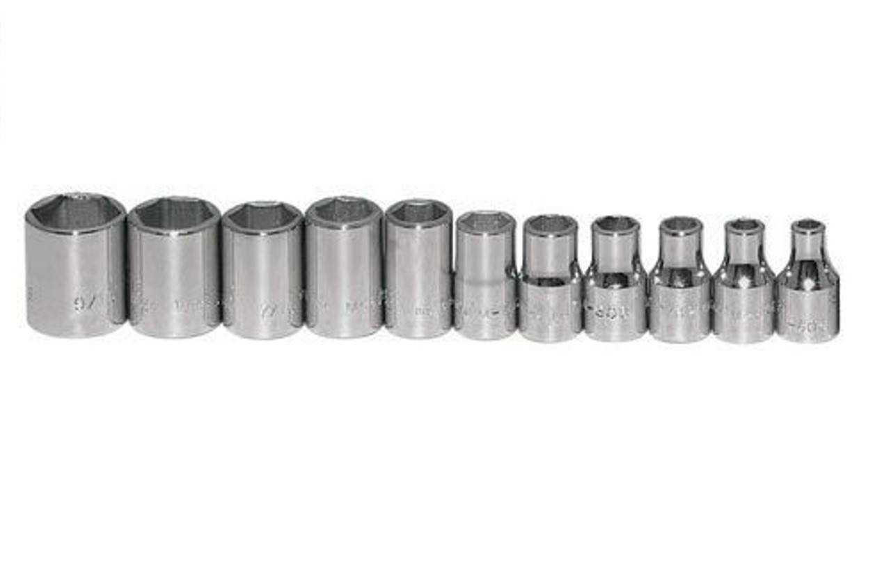 5/32 - 9/16" Williams 1/4" Dr Shallow Socket Set 6 Pt 11 Pcs - WSM-11HRC Pro Torque Tools