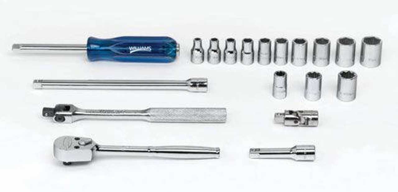 Williams 3/16 - 9/16 Williams 1/4 Dr Shallow Socket Tool Set 6 Pt and 8 Pt 19 Pcs - WSM-19HF