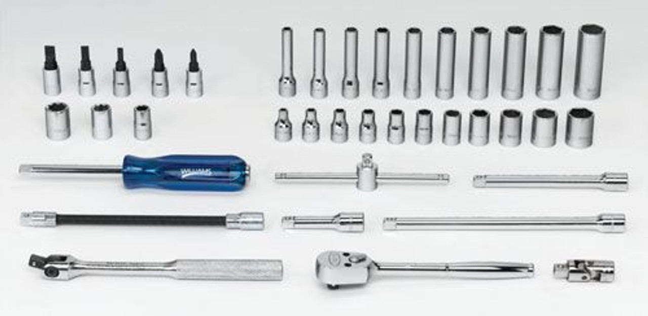 Williams 5/32 - 9/16 Williams 1/4 Dr Shallow and Deep Socket and Bit Tool Set 6 Pt and 8 Pt 38 Pcs - WSM-38HF