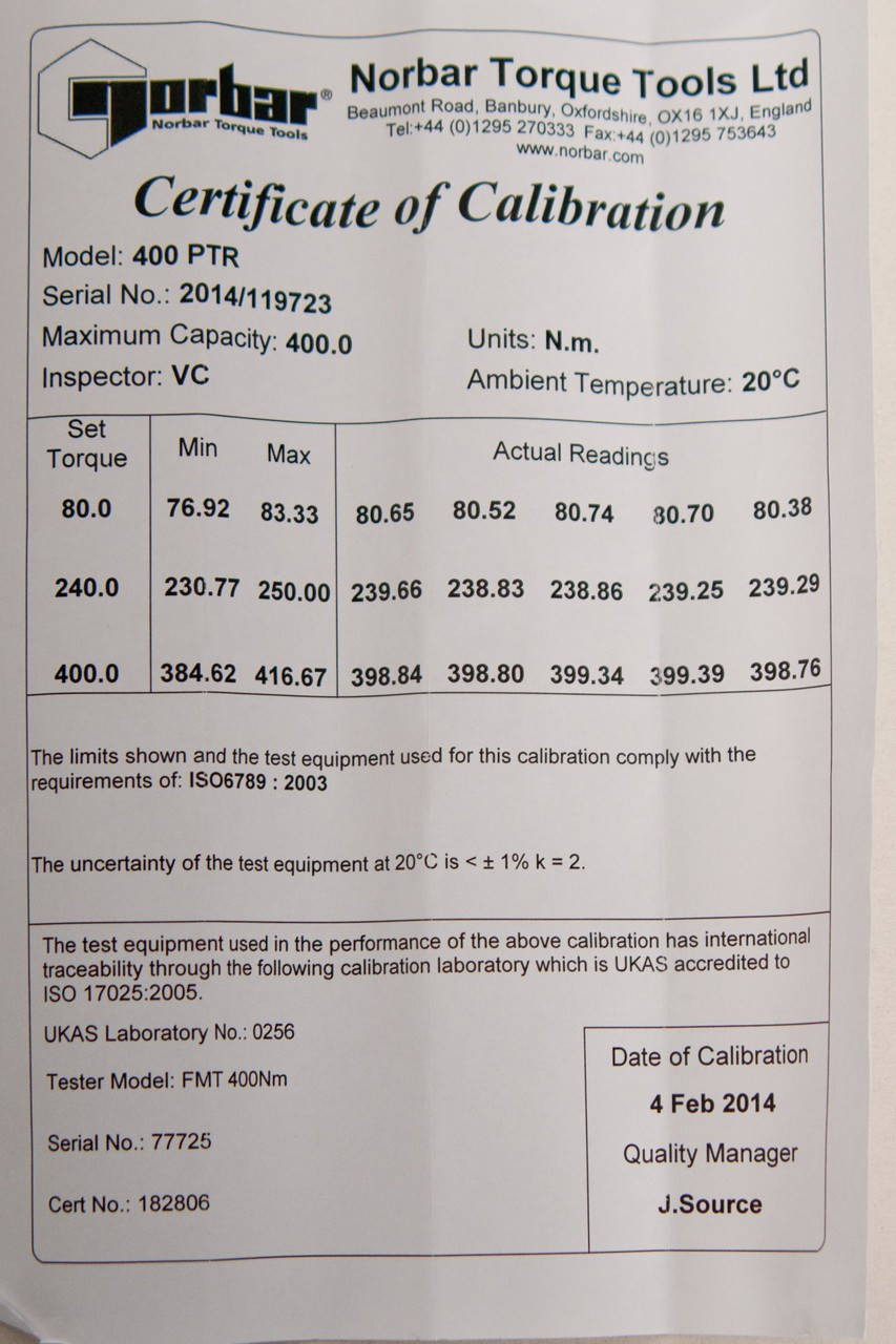 Norbar 40-180 In Lbs / 4-20 Nm Norbar SLO 16mm Adj Changeable Head Torque Wrench - 11126