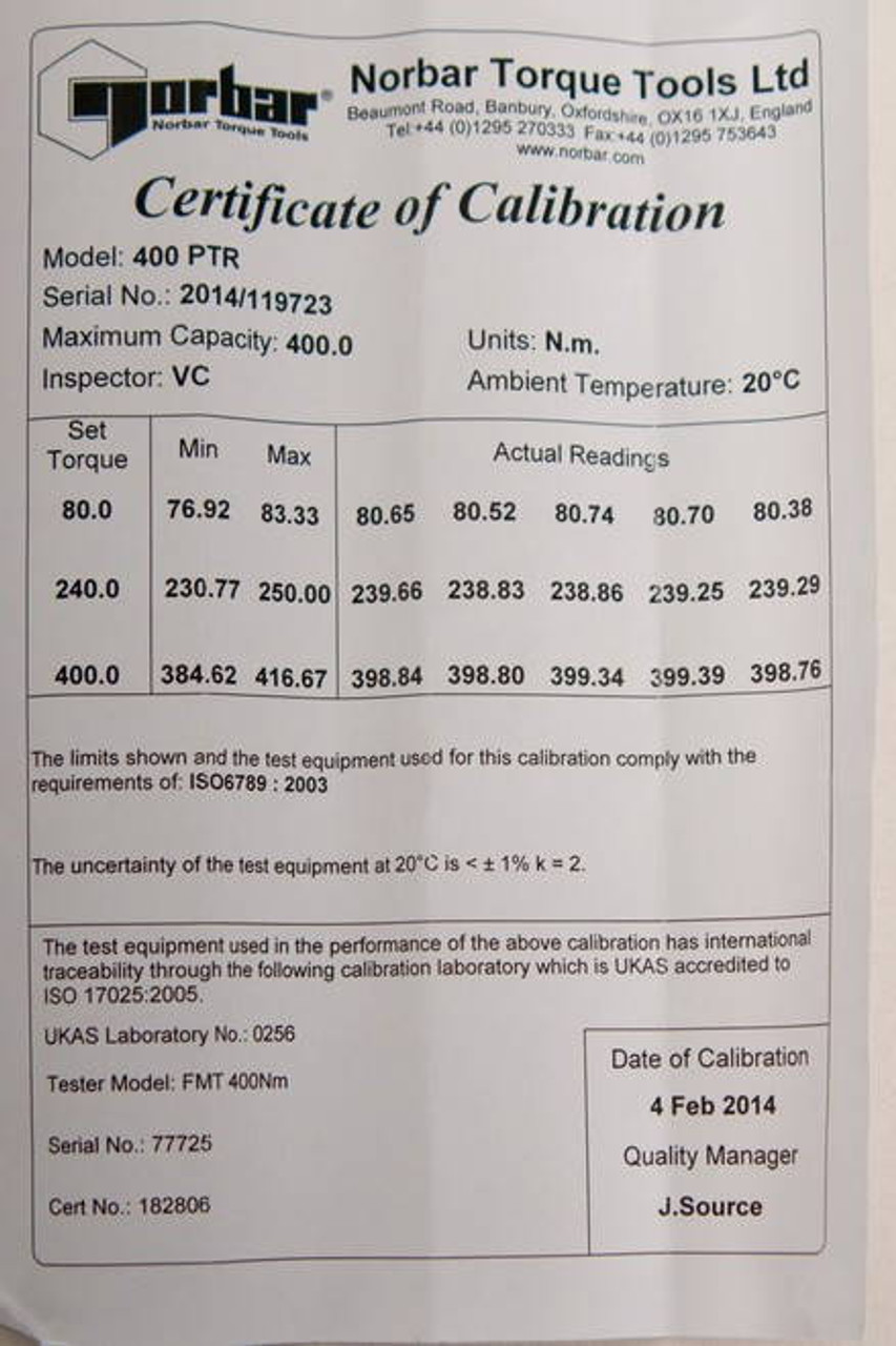Norbar 3/4 Dr 220 - 750 ft lbs / 300 - 1000 Nm Norbar Preset Torque Wrench - 14007