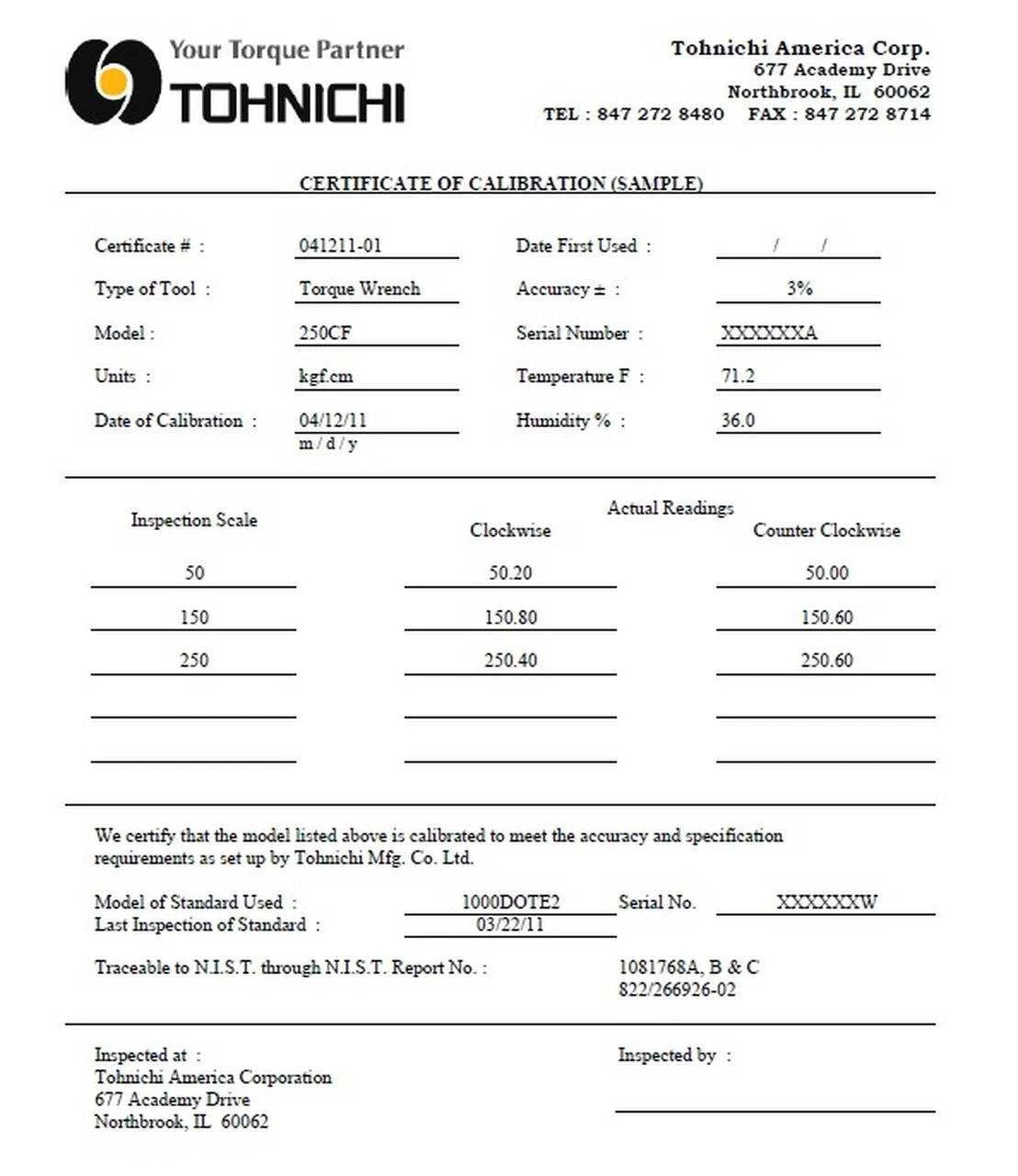 RNTD30CN & NIST CERT 213.54 Tohnichi Pro Torque Tools