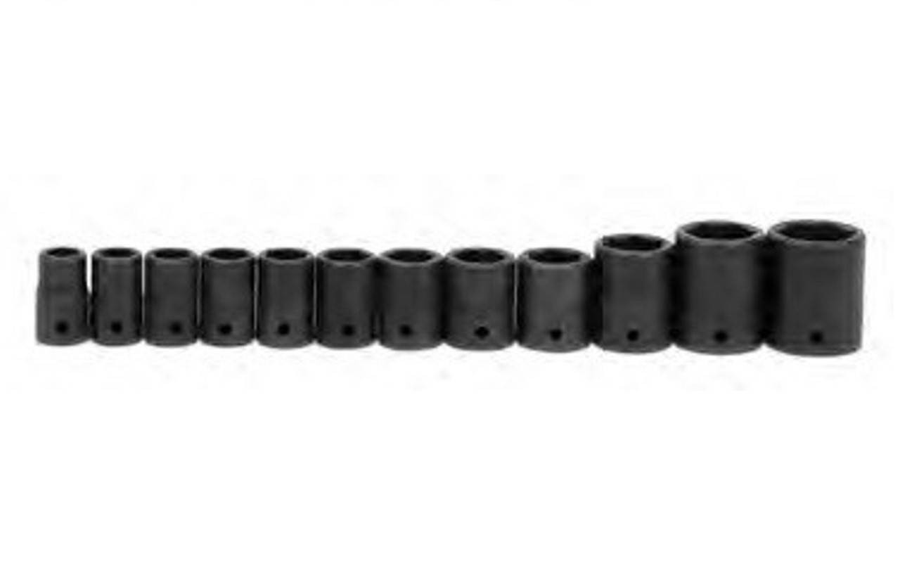 13 - 30MM Williams 1/2" Dr Shallow Impact Socket Set on Clip Rail 6 Pt 12 Pc- JHWMS4-12HRC Pro Torque Tools